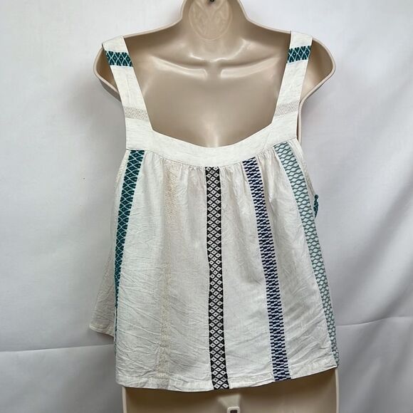 Splendid Elian Square Neck Tank Top size XL cream/teal - Picture 8 of 14